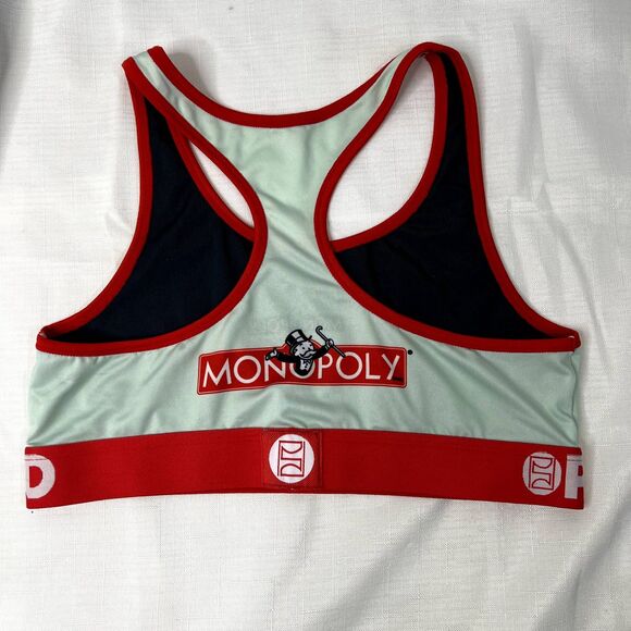 WHERE PSD Monopoly Game Novelty Print Sports Bra Size Large - Picture 2 of 4